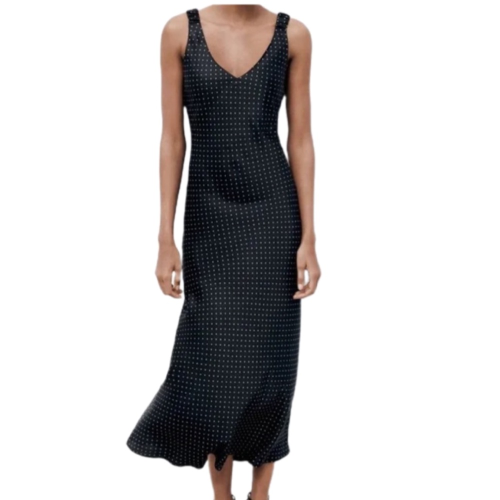 Zara satin polka dot midi length slip dress